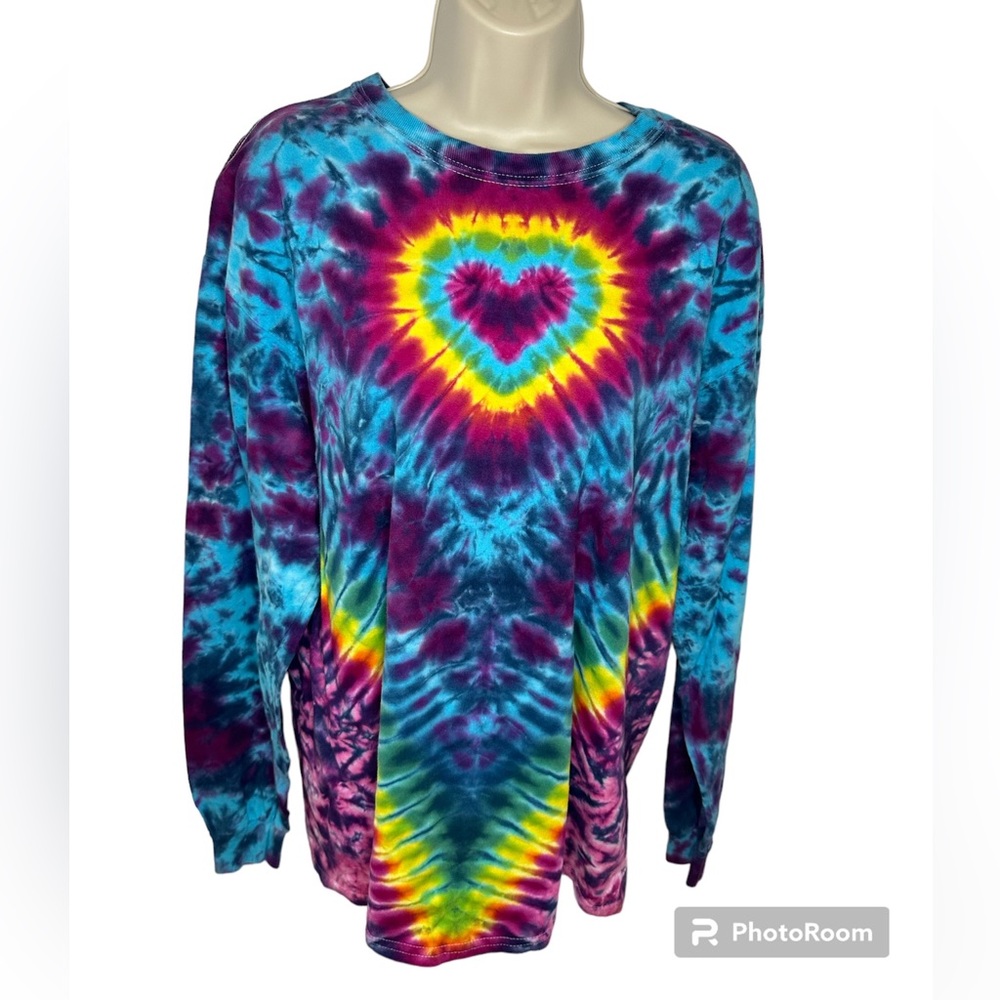 Unisex -Size Large Tie-Dyed Handmade Long Sleeved T-shirt- Awesome colors NWOT
